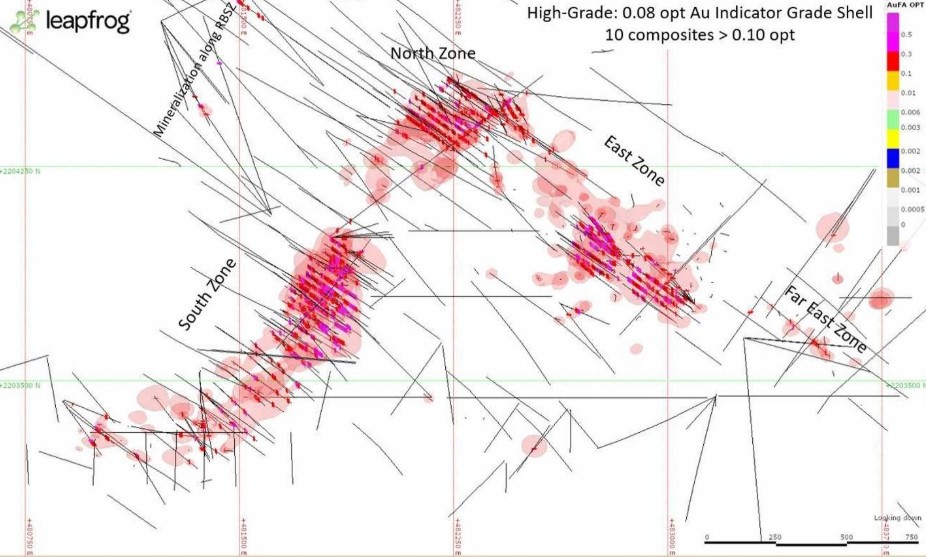 Plan View – Rosebud Gold Project - High Grade Mineralization Shell – SRK Consulting (US)) Inc., January 2020