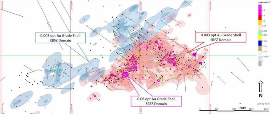 Plan View – Rosebud Gold Project - Low Grade Mineralization Shell – SRK Consulting (US) Inc., January 2020